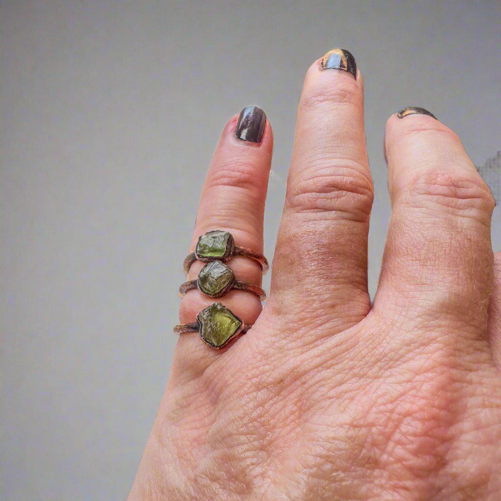 Raw Chrome Diopside Ring - Electroformed | Handmade by Blackbird & Sage