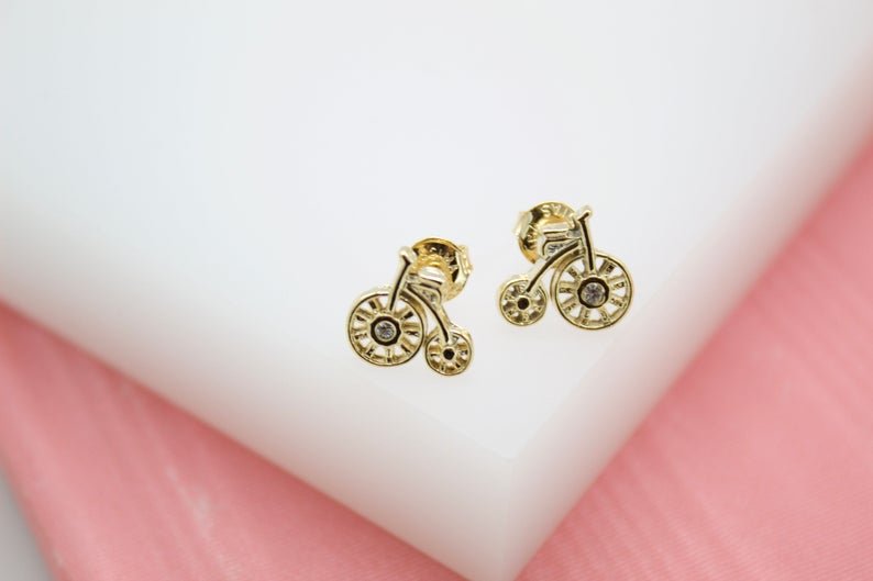 18K Gold Filled Vintage Penny Farthing Bicycle Earrings - Glow Haven