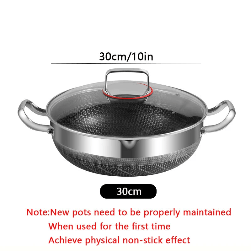 30cm Stainless Steel Non - Stick Frying Pan with Glass Lid Silver - Glow Haven