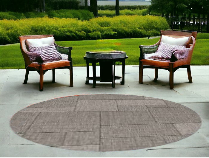 8' Gray Southwestern Indoor Outdoor Area Rug