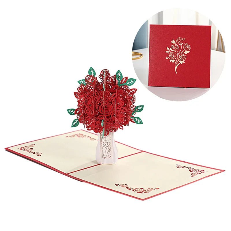 3D Pop - Up Rose Greeting Card for Special Occasions - Glow Haven