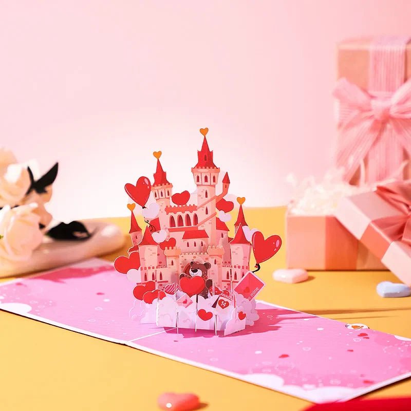3D Pop Up Valentine's Day Greeting Card Love Bear Rose - Glow Haven