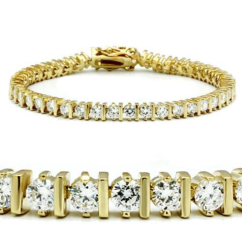 47205 - Gold Brass Bracelet with AAA Grade CZ in Clear - Glow Haven