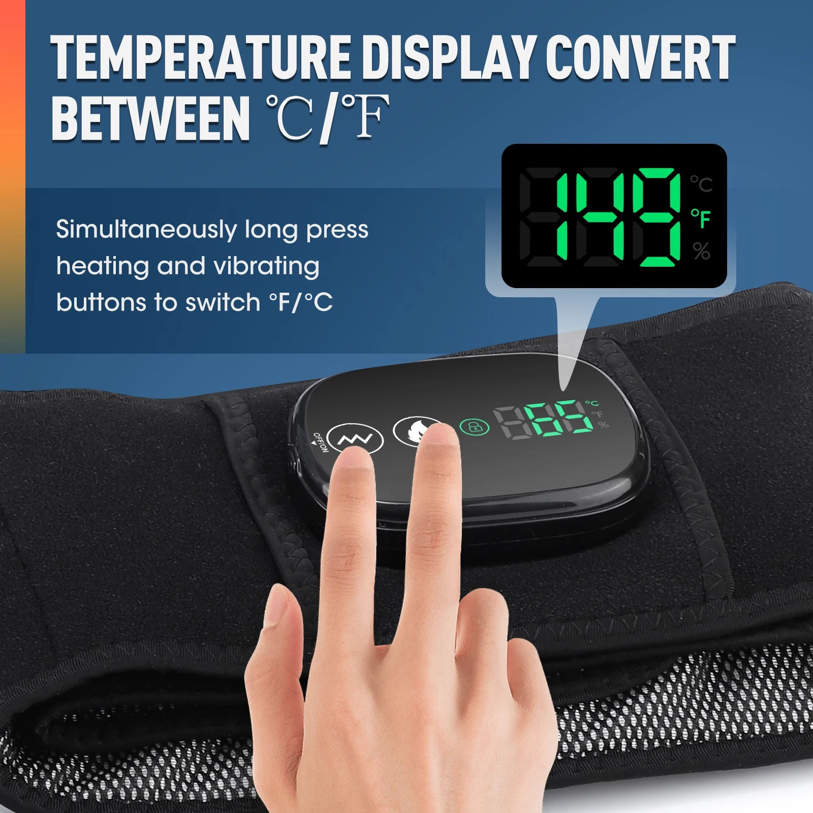 Cordless Heated Massage Pad Red Light Massage Waist Belt 102 Red Light Beads Hot Compress Vibration Relieve Fatigue Relax Muscle