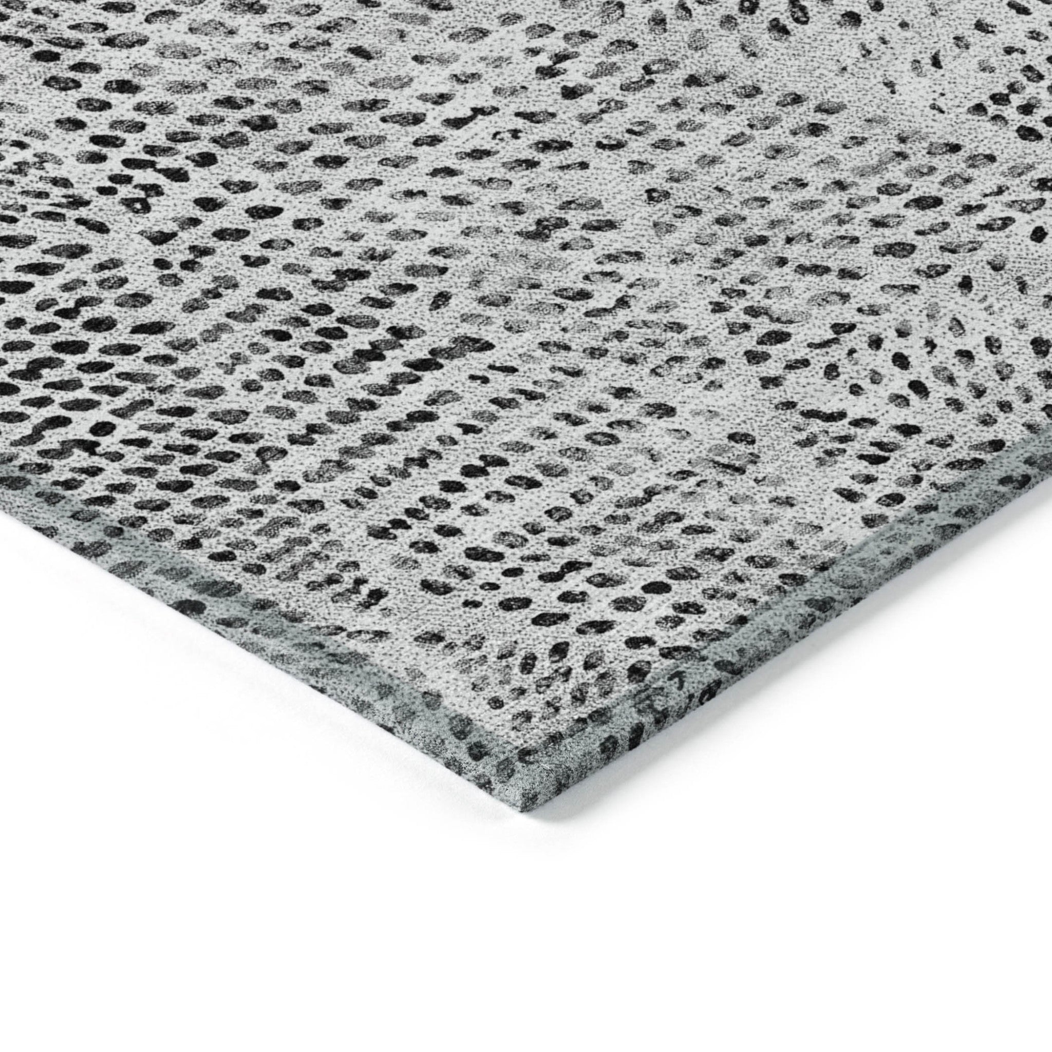 5' X 8' Pewter Charcoal And Ivory Geometric Washable Indoor Outdoor Area Rug