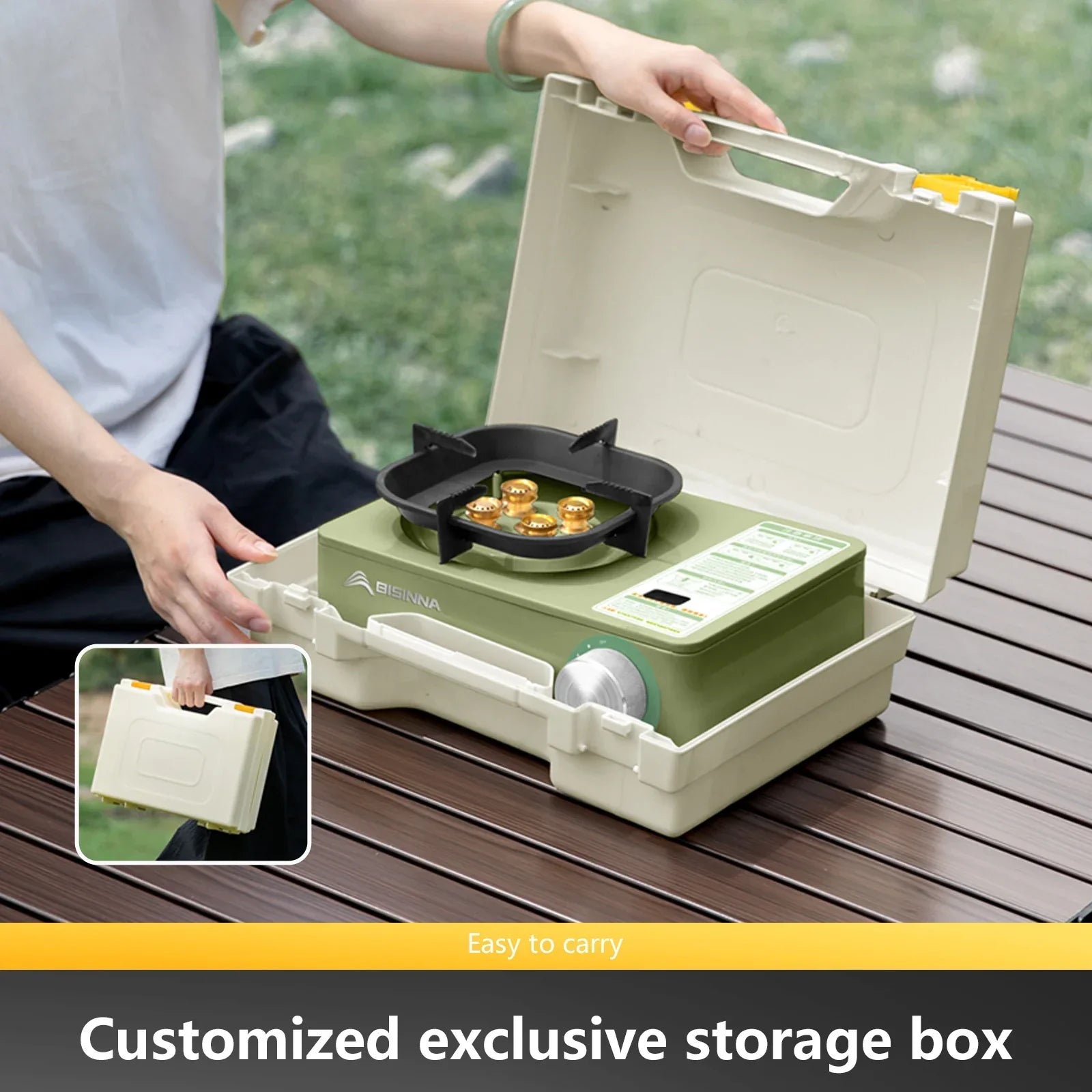 5800W Camping Gas Stove High Firepower Cassette Green - Glow Haven