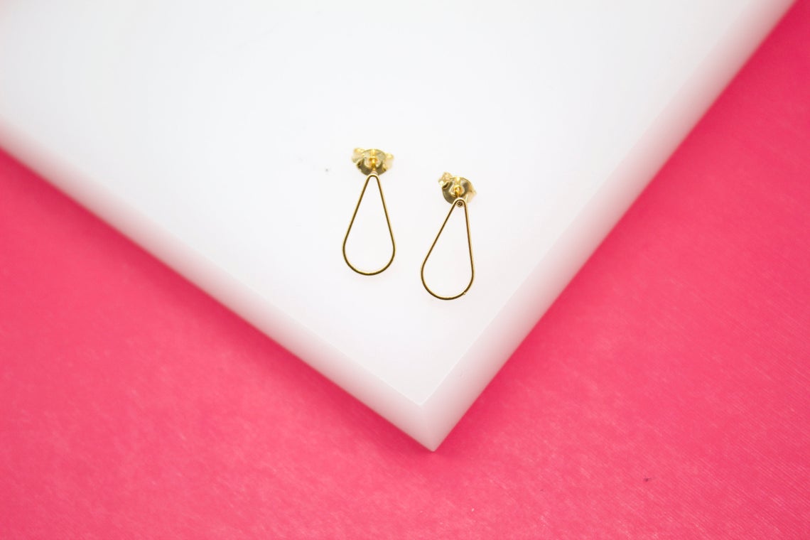 18K Gold Filled Tear Drop Shaped Stud Earrings (L3)