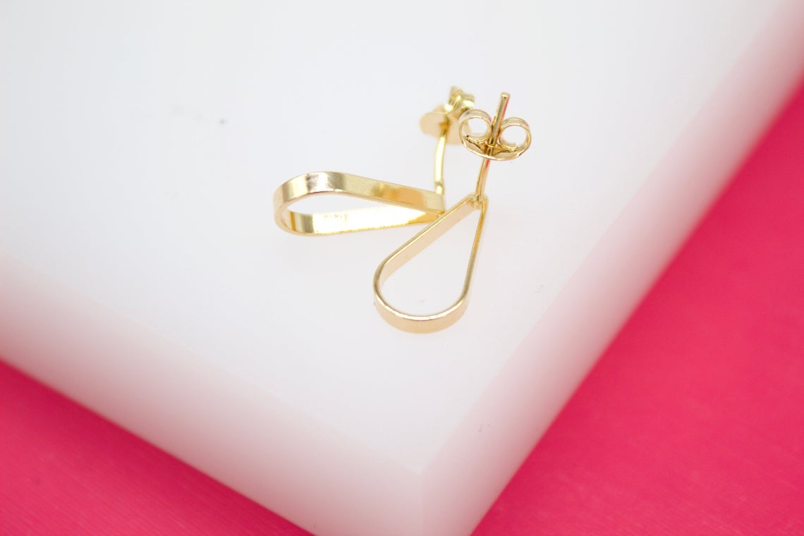 18K Gold Filled Tear Drop Shaped Stud Earrings (L3)