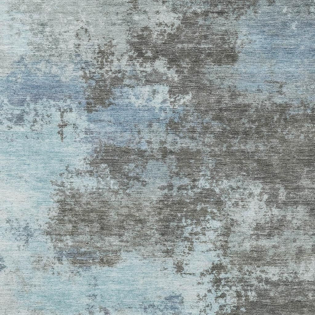 3' X 5' Taupe And Sky Blue Abstract Washable Indoor Outdoor Area Rug