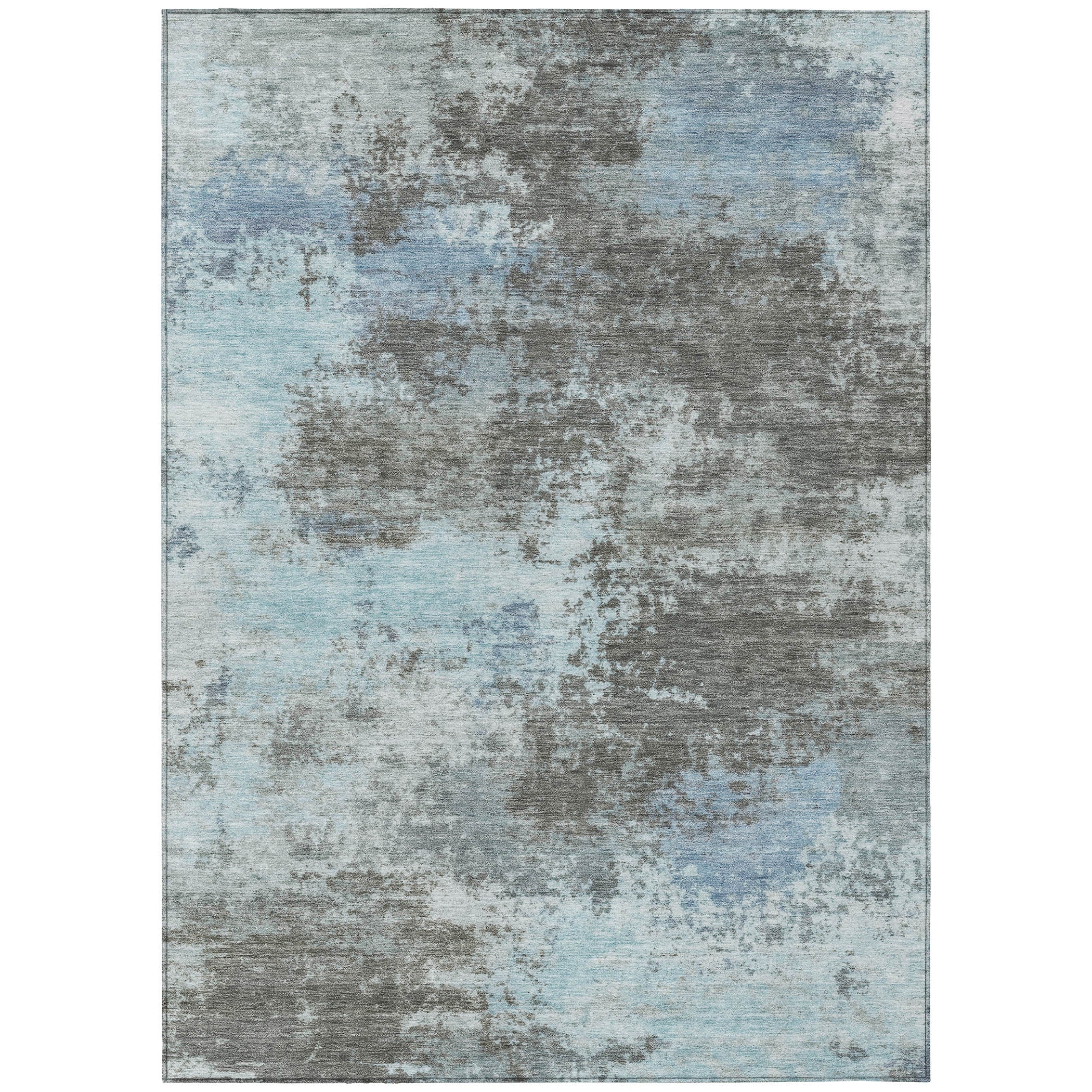 3' X 5' Taupe And Sky Blue Abstract Washable Indoor Outdoor Area Rug