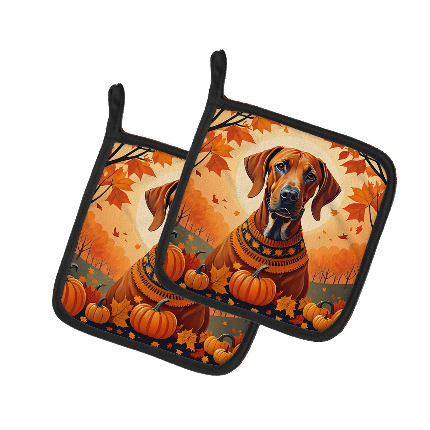 Rhodesian Ridgeback Fall Pair of Pot Holders