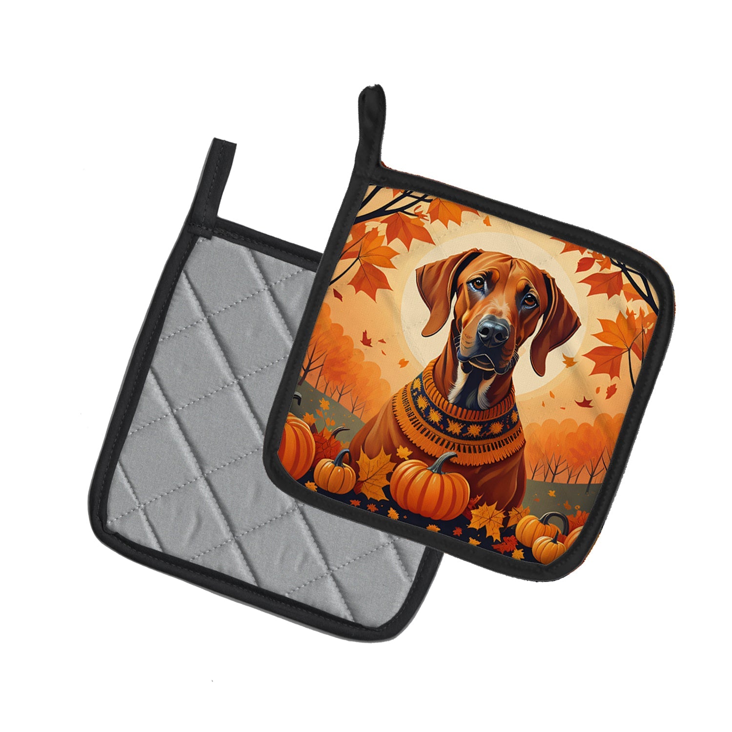 Rhodesian Ridgeback Fall Pair of Pot Holders