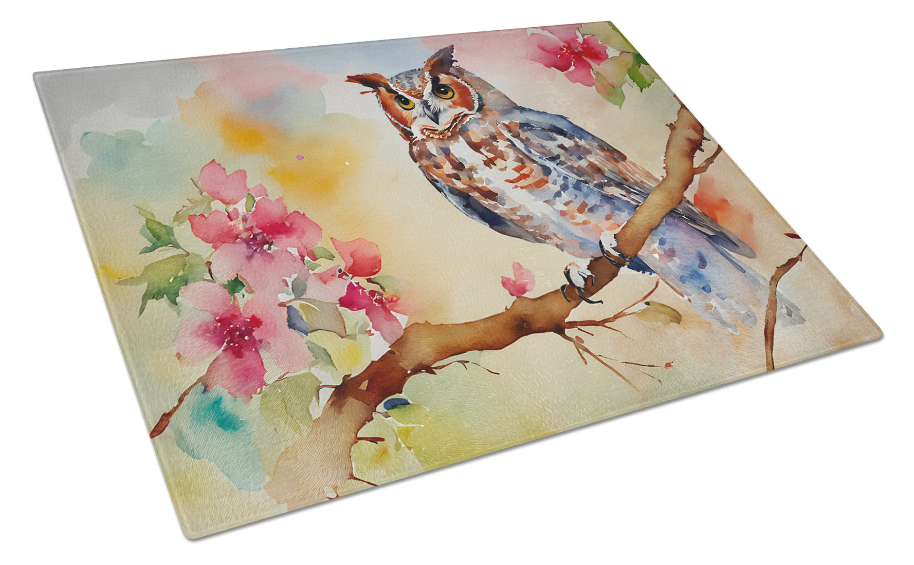 Eastern Screech Owl Glass Cutting Board