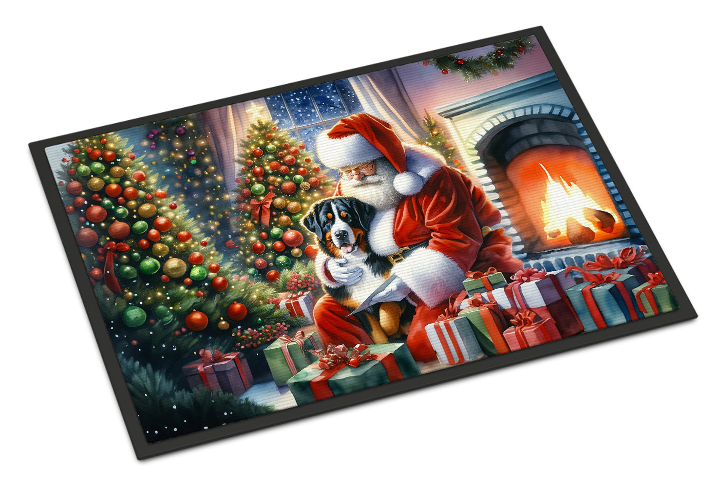 Greater Swiss Mountain Dog and Santa Claus Doormat