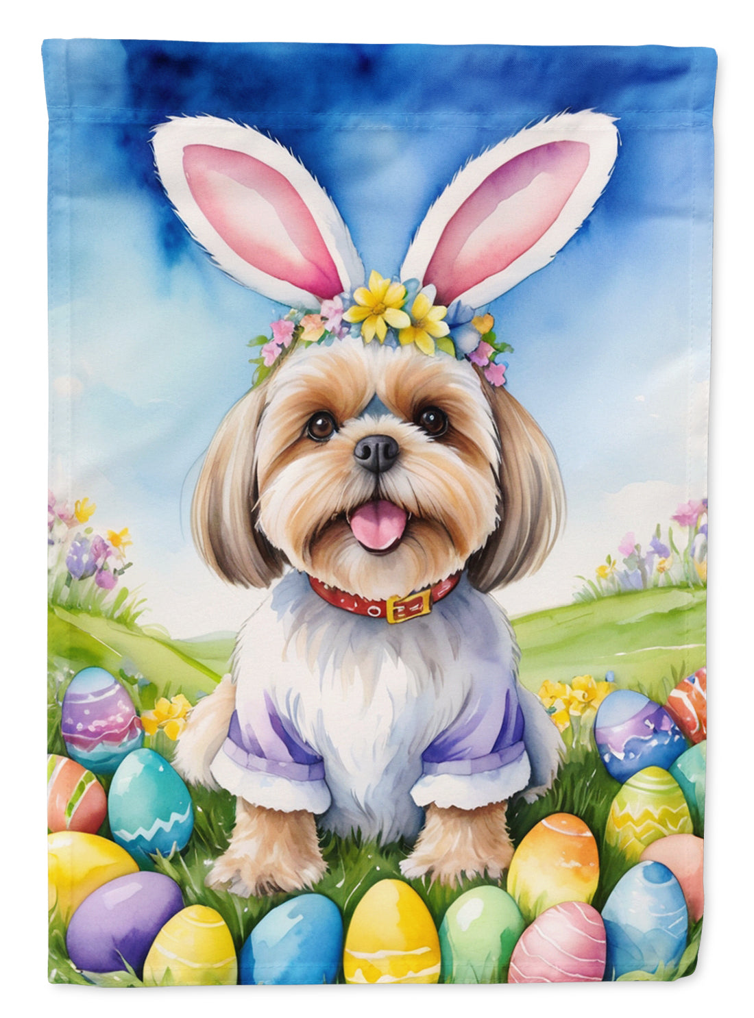 Lhasa Apso Easter Egg Hunt Garden Flag