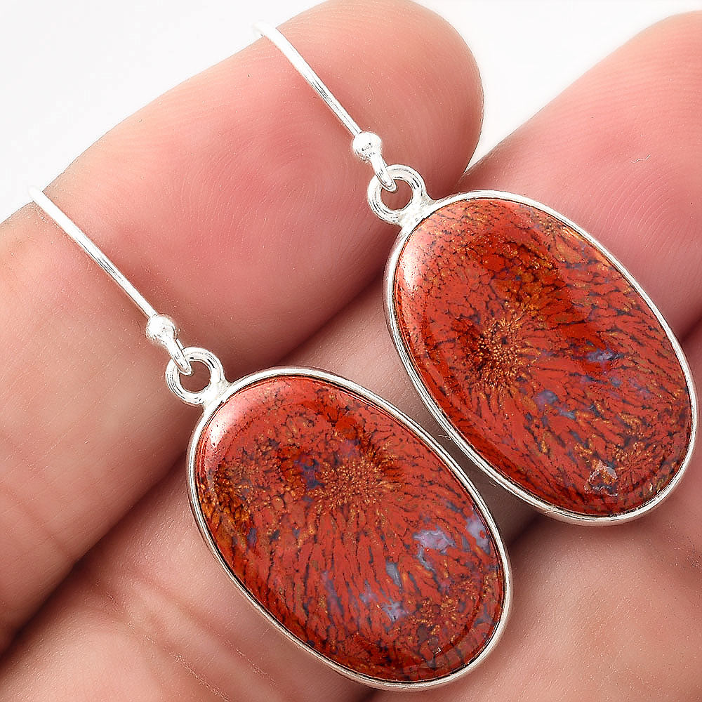 Natural Red Moss Agate Earrings E-1001 SDE88490