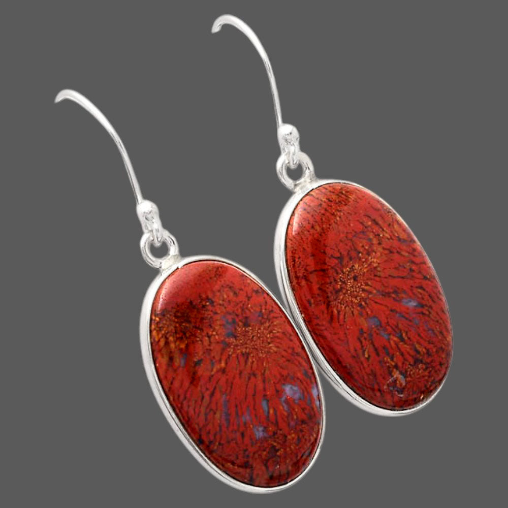 Natural Red Moss Agate Earrings E-1001 SDE88490