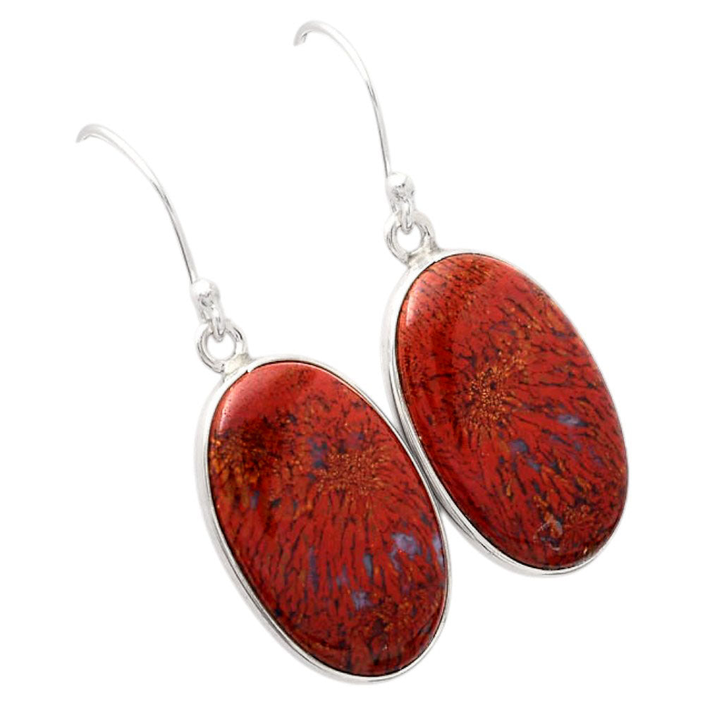 Natural Red Moss Agate Earrings E-1001 SDE88490