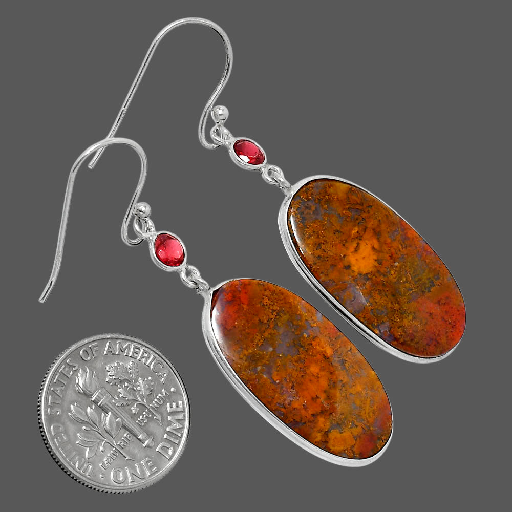 Natural Red Moss Agate & Garnet Earrings E-1002 SDE89960