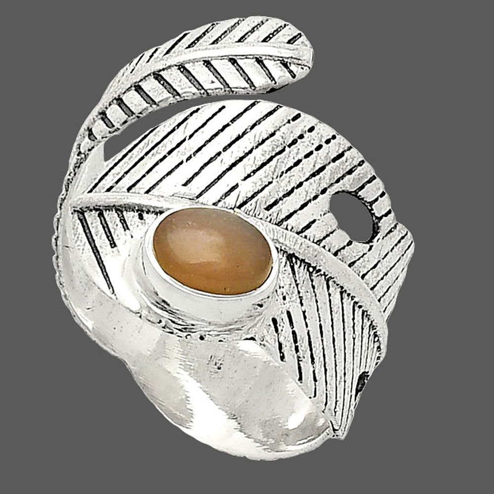 Adjustable Feather - Rose Quartz Ring size-7.5 R-1473 SDR237029