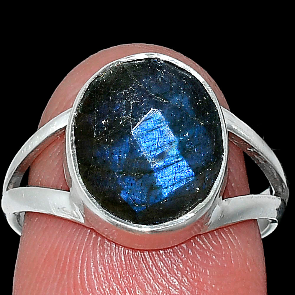 Natural Blue Labradorite Checker Ring size-7 R-1002 SDR240406