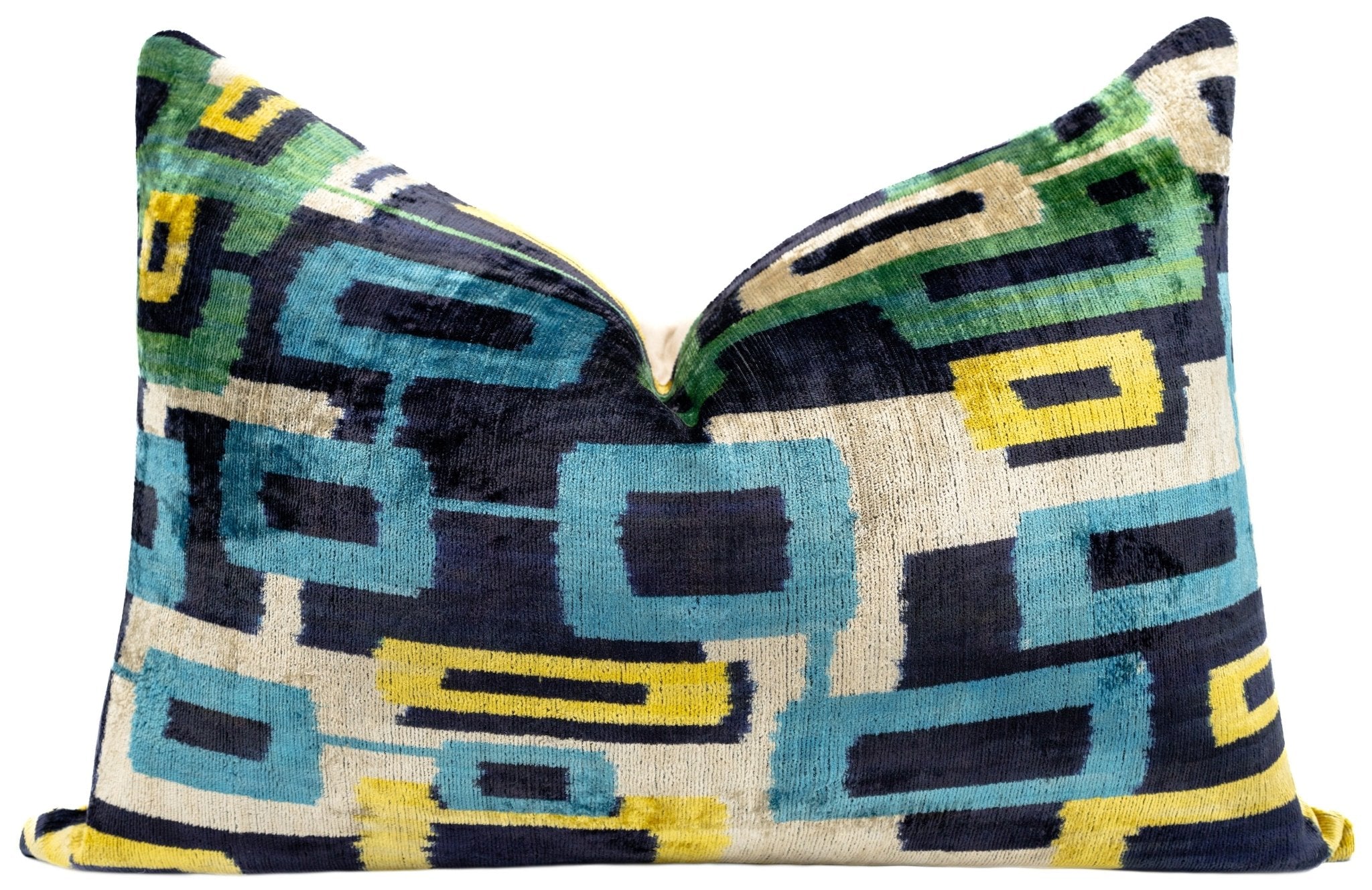 Canvello Green Blue  Handmade 16x24 Silk Velvet Pillow, Organic Veg Dyed, Down/Feather Filled