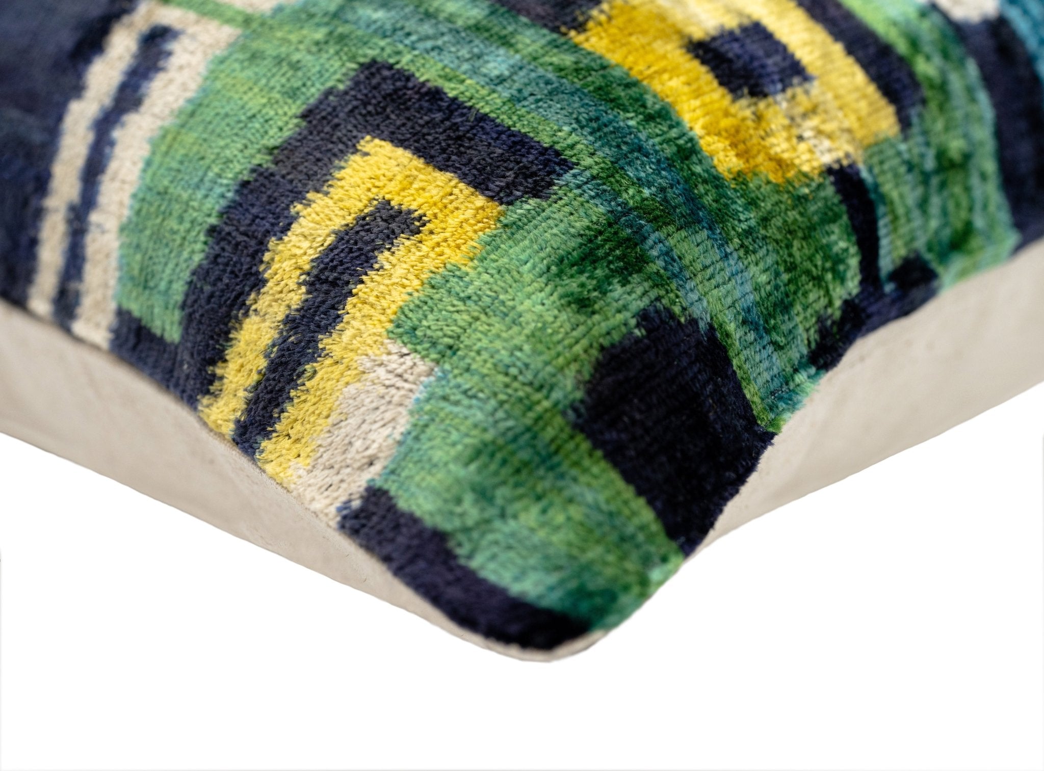 Canvello Green Blue  Handmade 16x24 Silk Velvet Pillow, Organic Veg Dyed, Down/Feather Filled