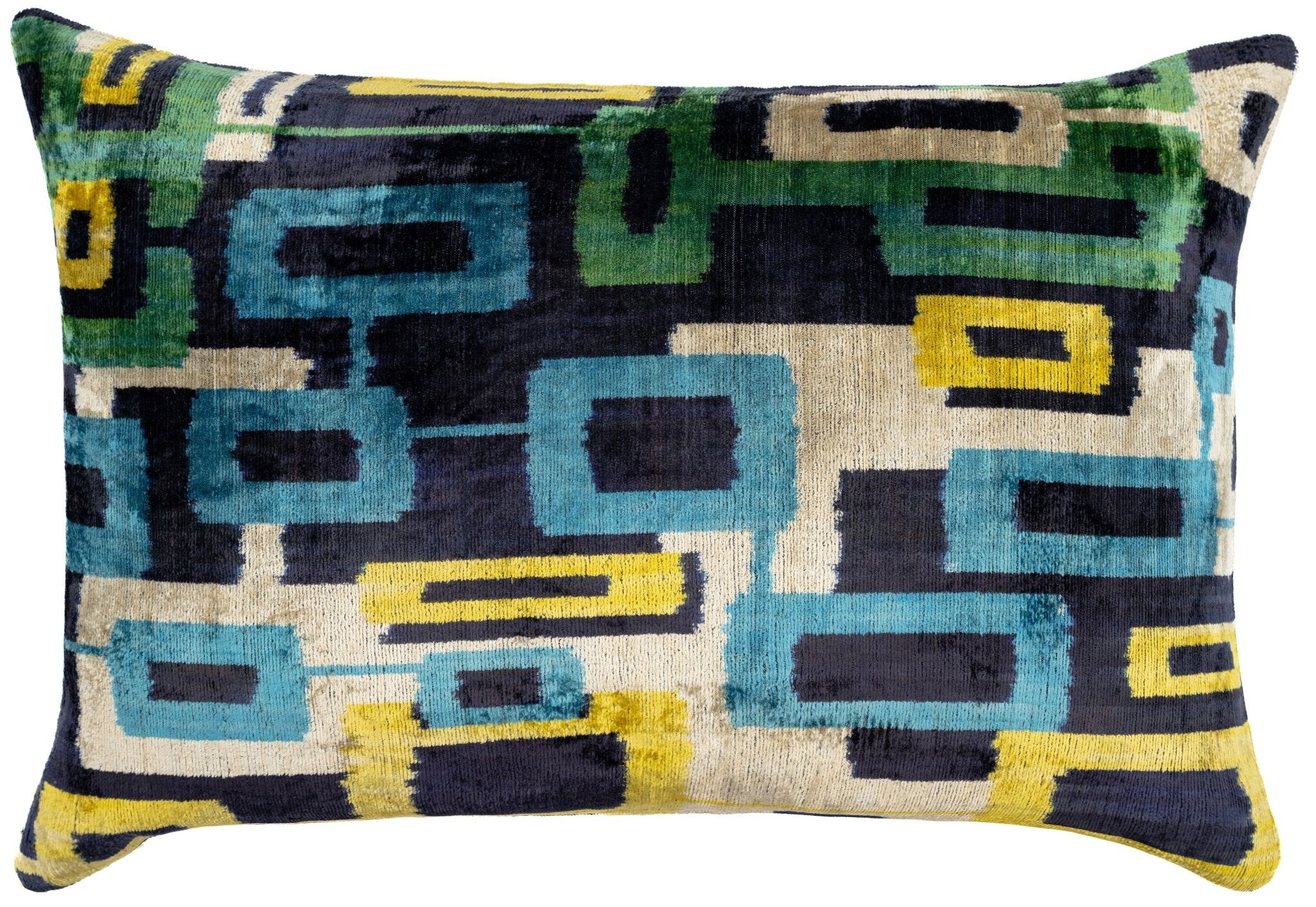 Canvello Green Blue  Handmade 16x24 Silk Velvet Pillow, Organic Veg Dyed, Down/Feather Filled