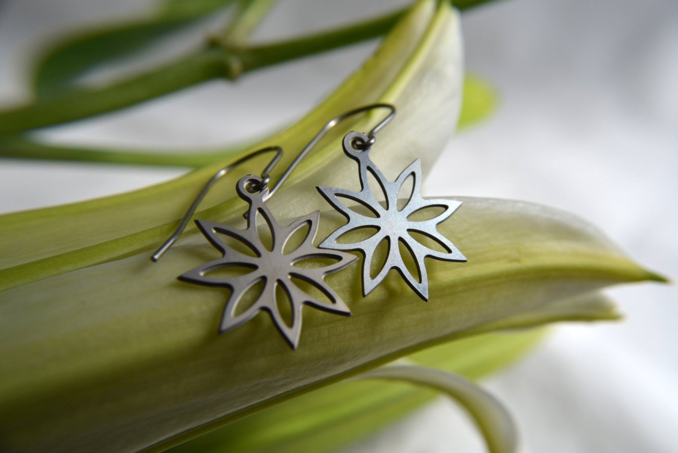 Lotus Blossom Earrings in stainless steel