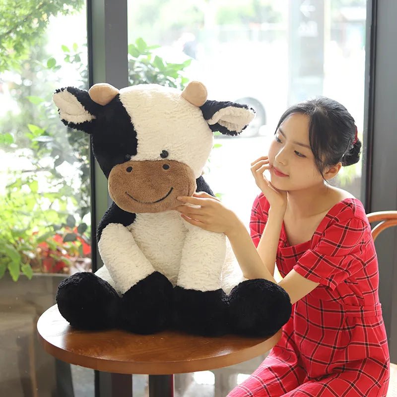 Kawaii Sitting Milk Cow Plush Toy - Glow Haven
