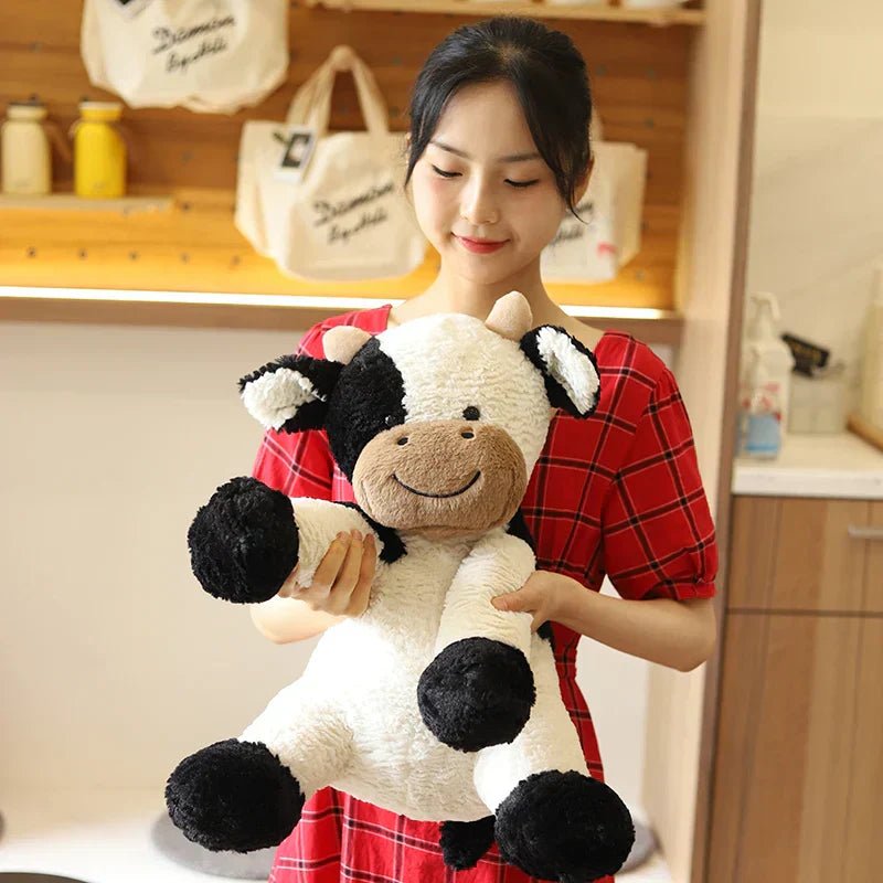 Kawaii Sitting Milk Cow Plush Toy - Glow Haven