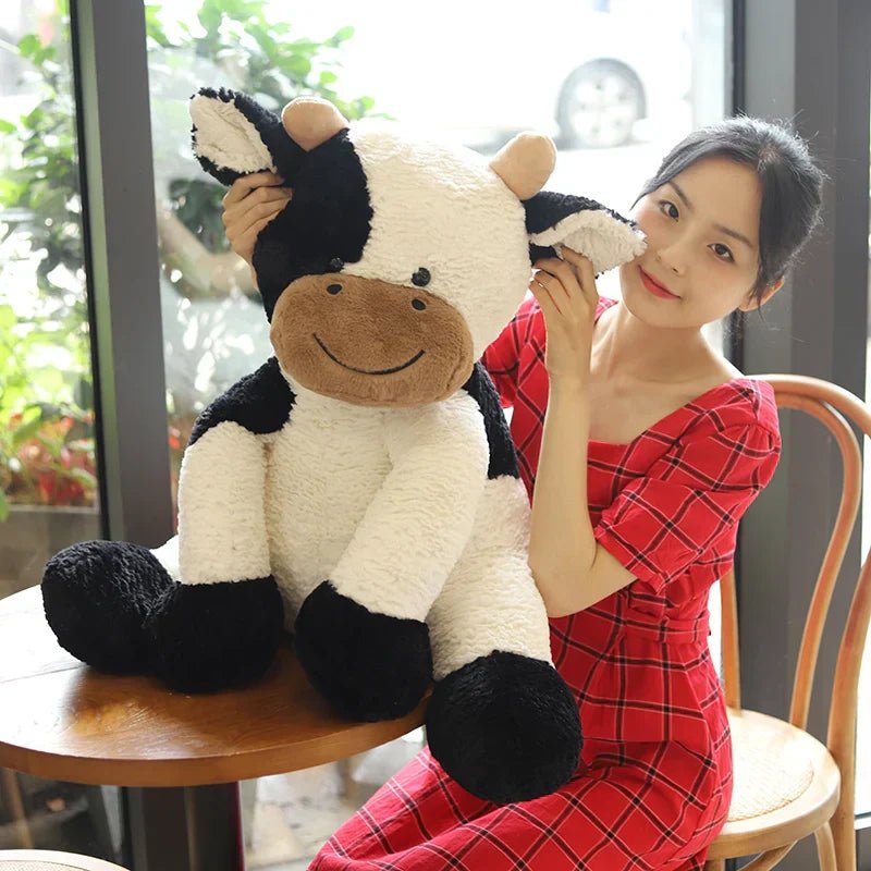 Kawaii Sitting Milk Cow Plush Toy - Glow Haven