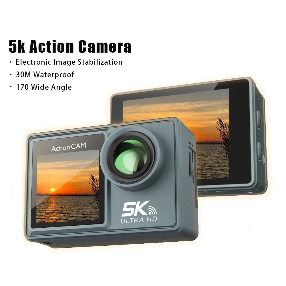 NNEOBA 5K Ultra HD Action Camera with Electronic Stabilization Grey - Glow Haven