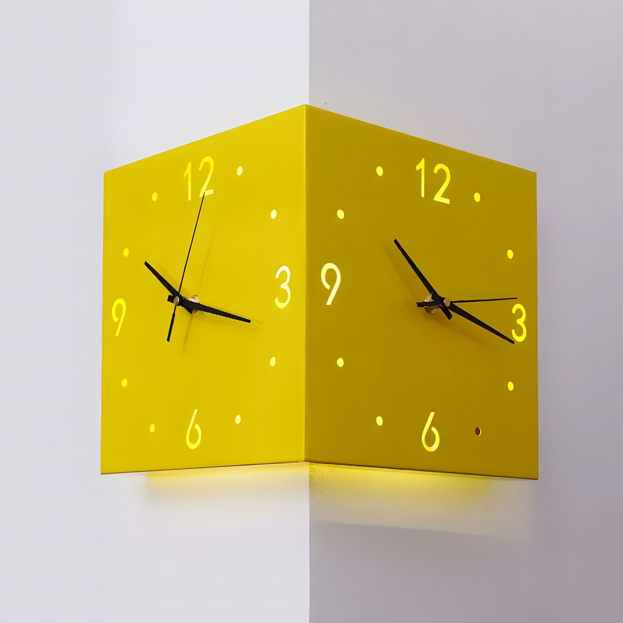 Nordic Square Modern Corner Wall Clock - Glow Haven
