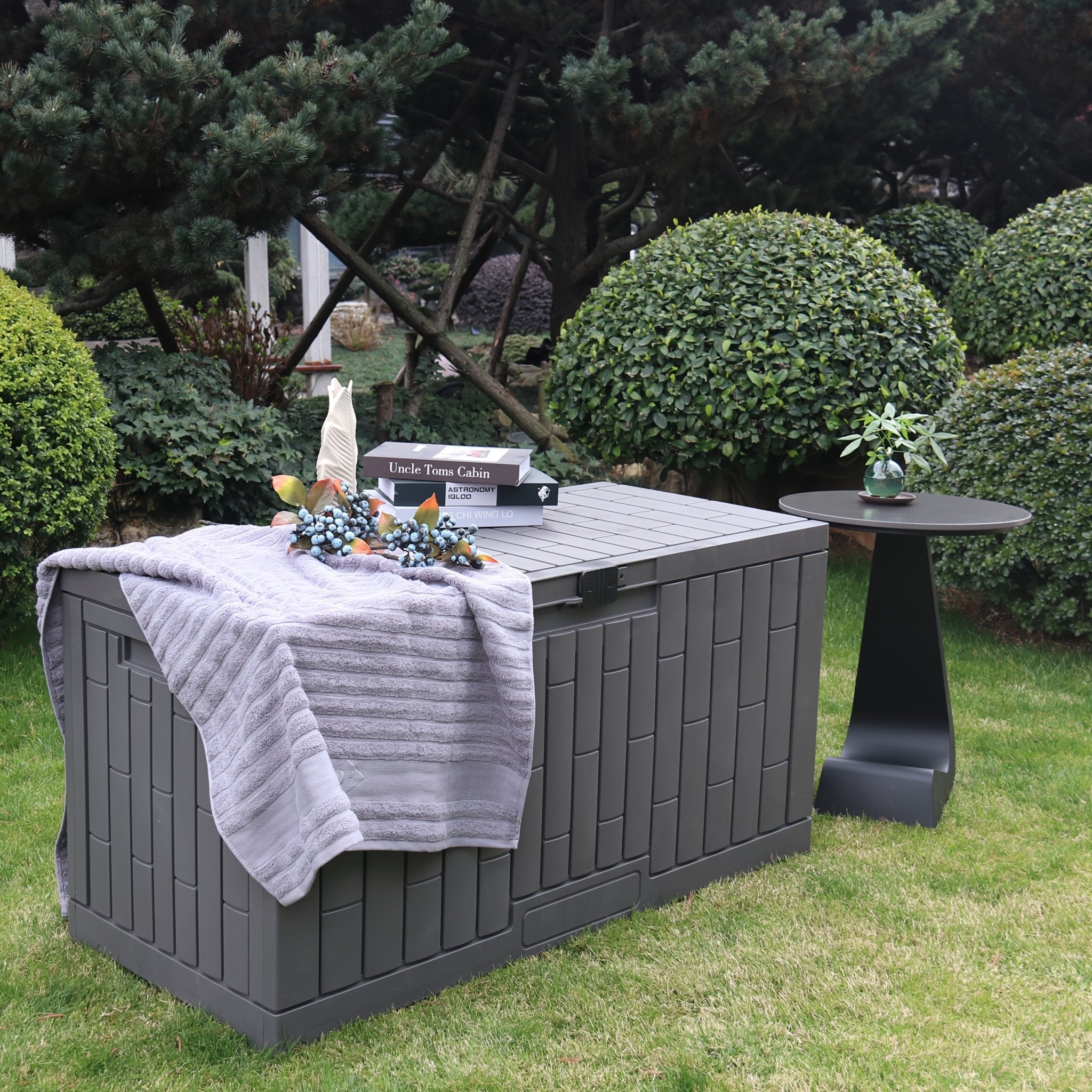 Outdoor Storage Box Lockable Plastic Deck Organizer - Glow Haven