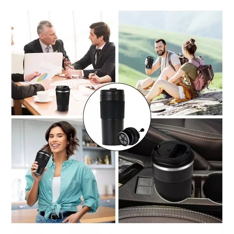 Portable Coffee Maker French Press Insulated Mug with Double Walled Insulated Vacuum Coffee Tea Thermos Mug for Travel Outdoor - Glow Haven