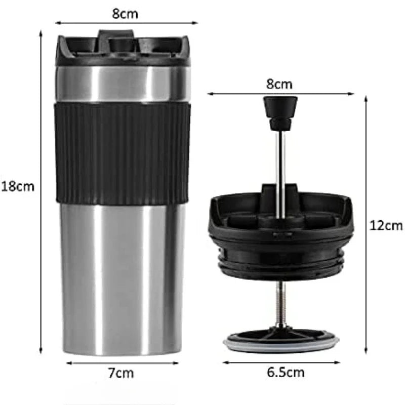 Portable Coffee Maker French Press Insulated Mug with Double Walled Insulated Vacuum Coffee Tea Thermos Mug for Travel Outdoor - Glow Haven