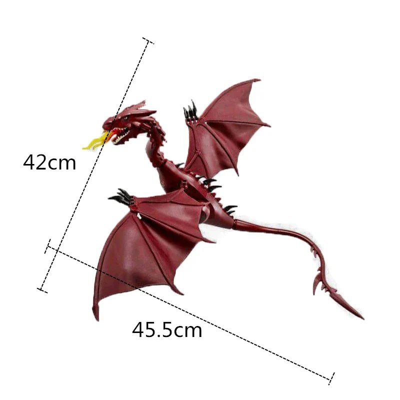 Red Smaug Flame Dragon Building Blocks - Glow Haven
