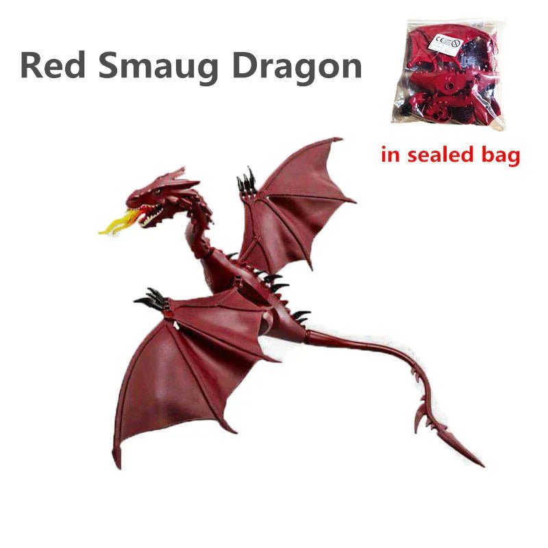 Red Smaug Flame Dragon Building Blocks - Glow Haven