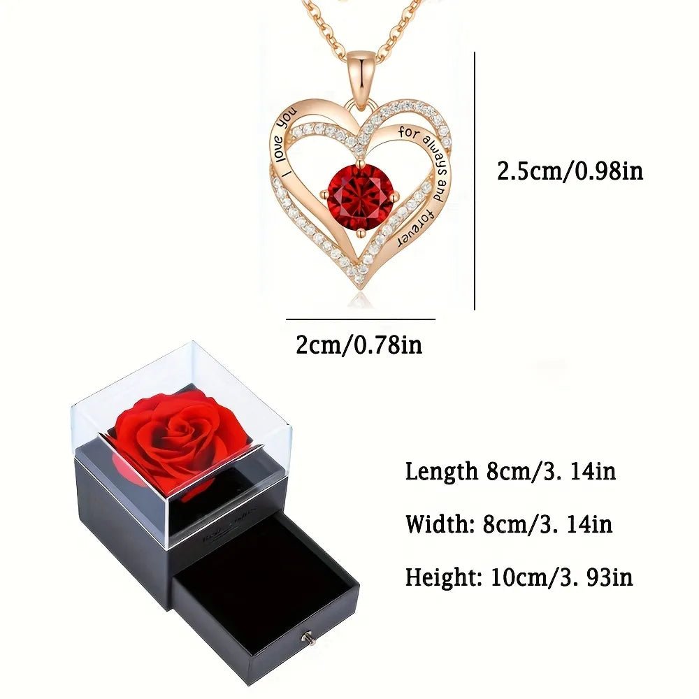 Red Zircon Pendant Necklace in Rose Gift Box - Glow Haven