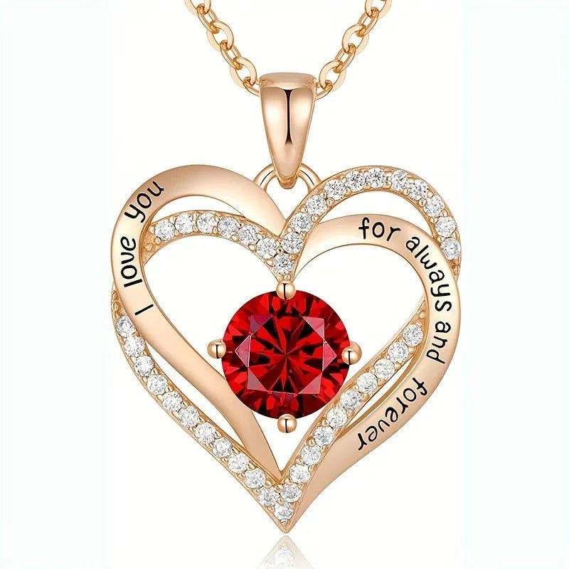 Red Zircon Pendant Necklace in Rose Gift Box - Glow Haven