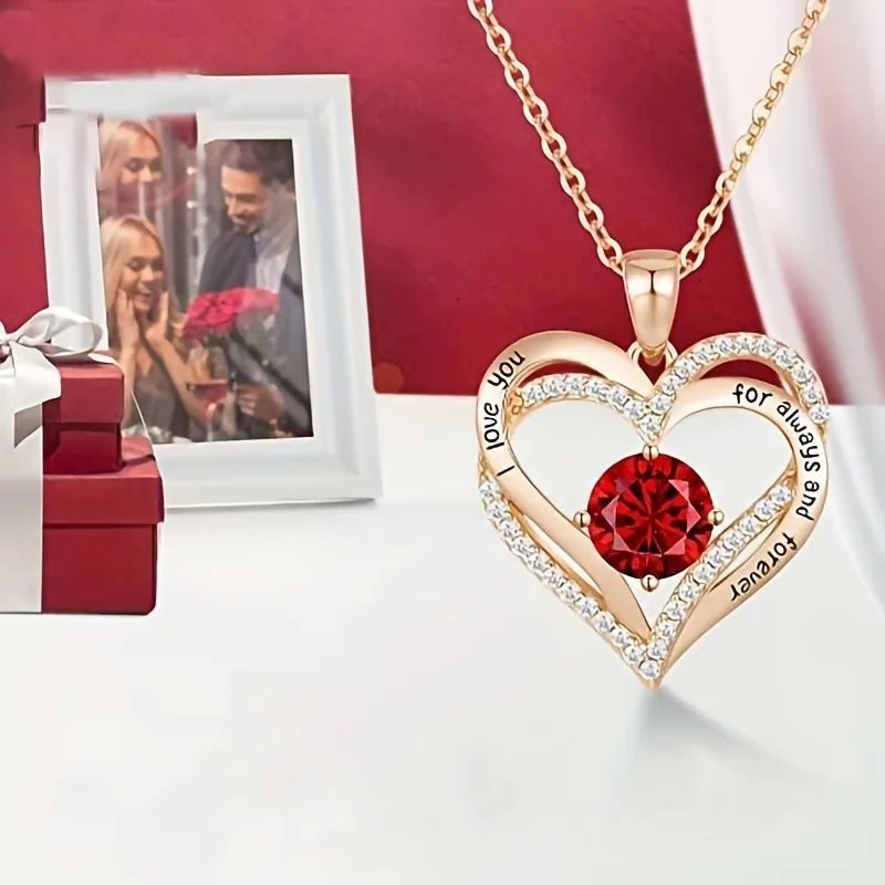 Red Zircon Pendant Necklace in Rose Gift Box - Glow Haven