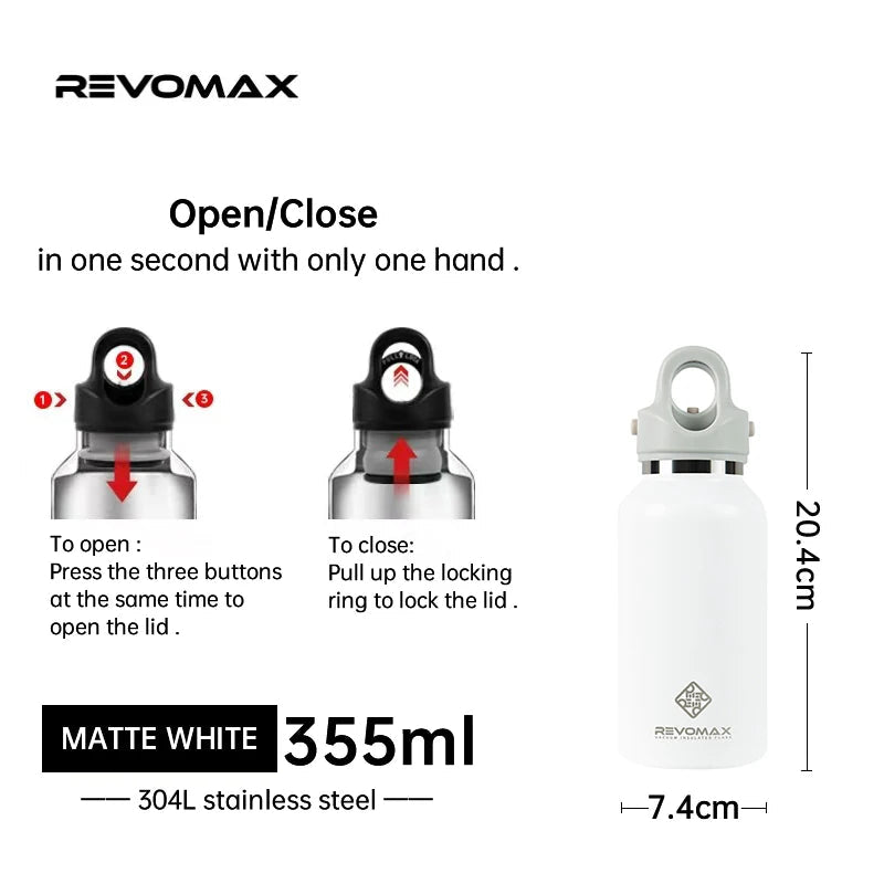RevoMax Outdoor Sports Thermos Bottle,Double Insulation,304 Stainless Steel Insulated Vacuum Flask,Travel Gym Mug,355 - 1000mlML - Glow Haven