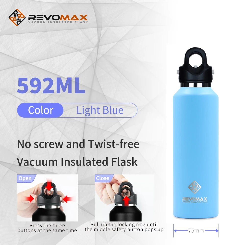 RevoMax Outdoor Sports Thermos Bottle,Double Insulation,304 Stainless Steel Insulated Vacuum Flask,Travel Gym Mug,355 - 1000mlML - Glow Haven