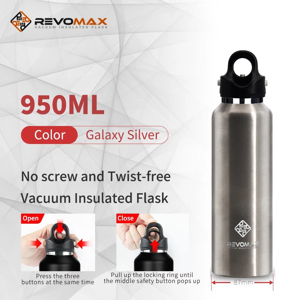 RevoMax Outdoor Sports Thermos Bottle,Double Insulation,304 Stainless Steel Insulated Vacuum Flask,Travel Gym Mug,355 - 1000mlML - Glow Haven