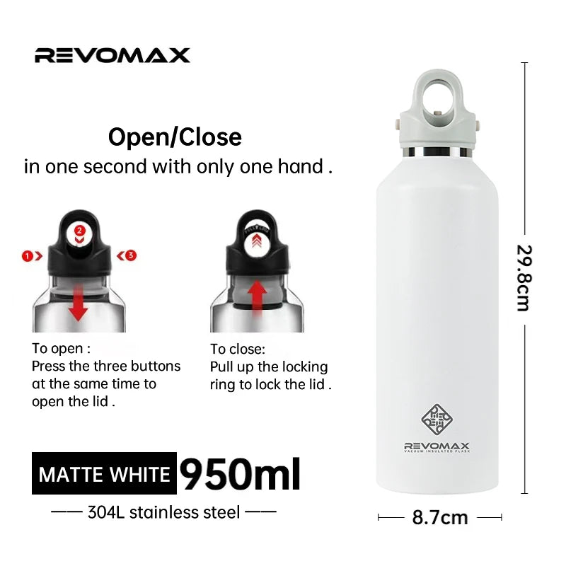 RevoMax Outdoor Sports Thermos Bottle,Double Insulation,304 Stainless Steel Insulated Vacuum Flask,Travel Gym Mug,355 - 1000mlML - Glow Haven