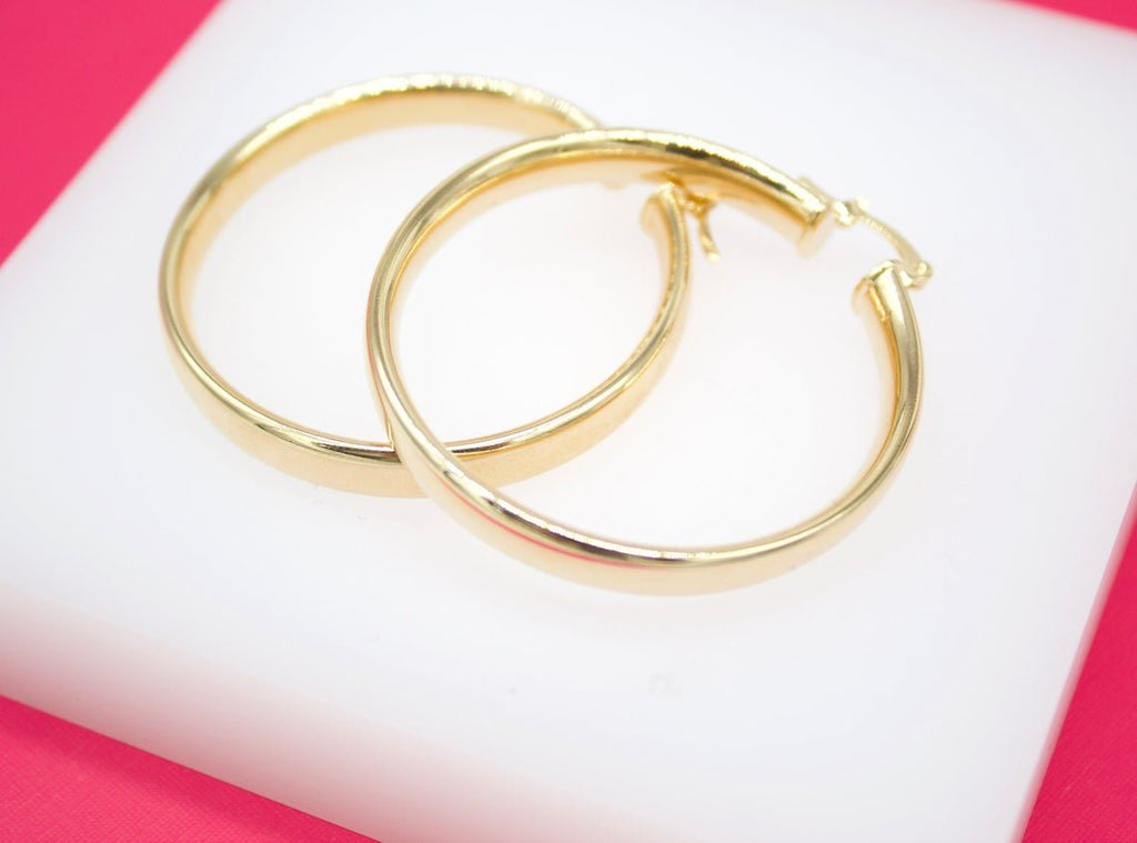 18K Gold Filled 6mm Thin Lever Back Hoop Earrings (J35) - Glow Haven
