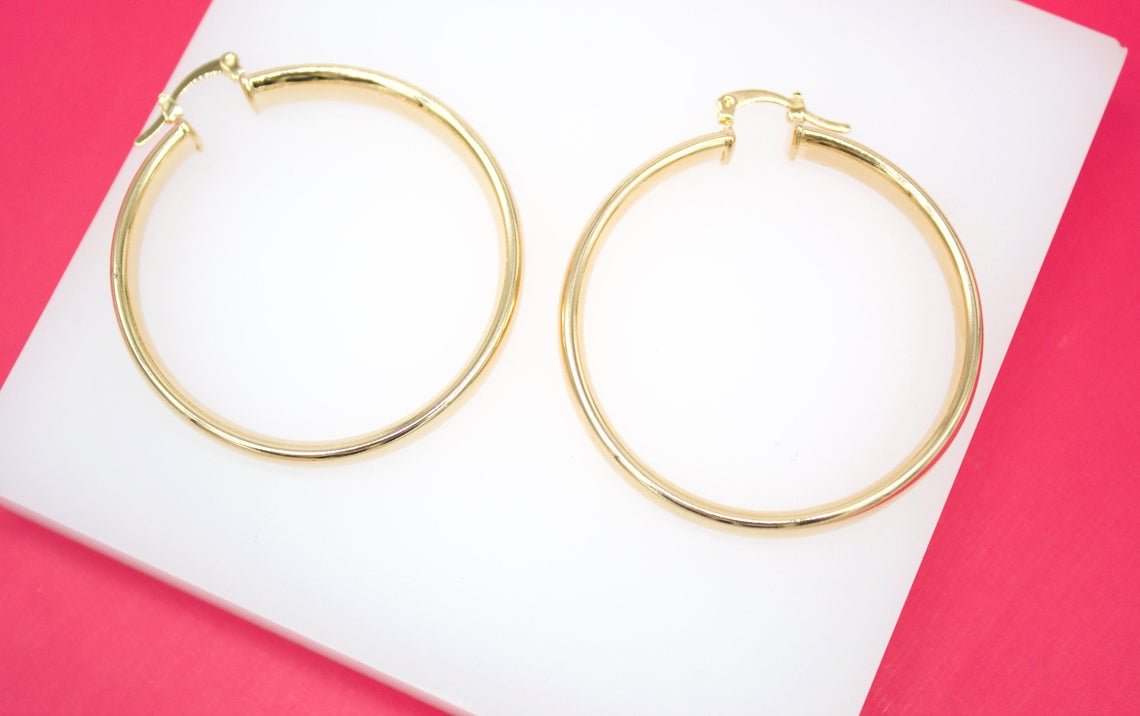 18K Gold Filled 6mm Thin Lever Back Hoop Earrings (J35) - Glow Haven