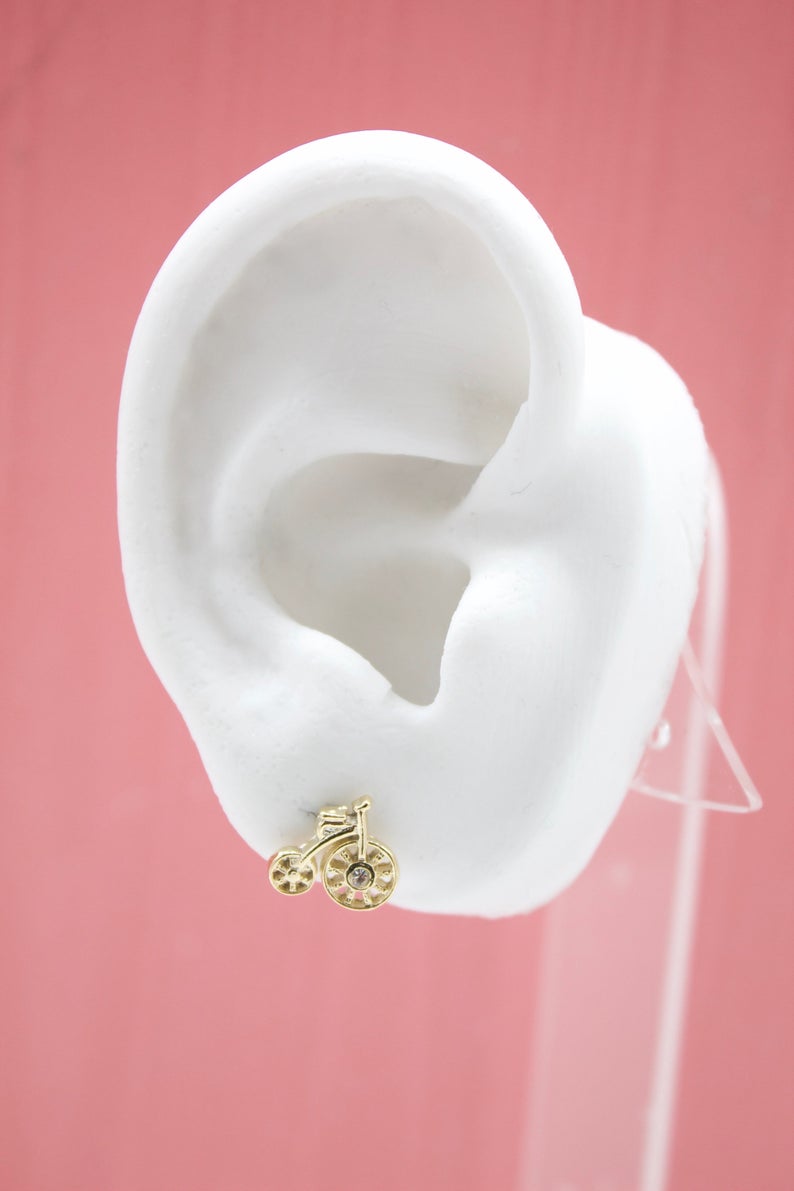 18K Gold Filled Vintage Penny Farthing Bicycle Earrings - Glow Haven