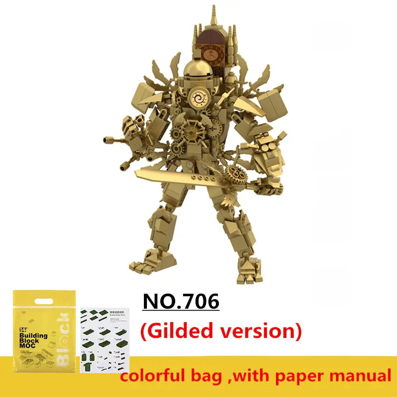 Skibidi Toilet Titan Clock Man Building Block Set